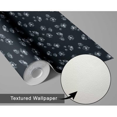 Papel Contact Vinílico Autoadesivo Removível Impermeável com Estampa Flores do Prado para Paredes, Armários e Cômoda - S4sassy 63,5 cm (L) × 152,4 cm (C) / Cinza - Vinil Texturizado