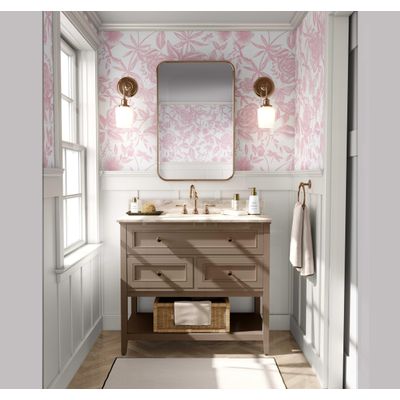 Removível Impermeável Papel Contato Jardim de Rosas Gravado Vinil Autoadesivo em Rolo para Paredes Armários Cômoda Rosa - S4Sassy 63,5 cm (L) × 304,8 cm (C) / Rosa - Vinil Liso