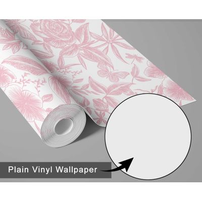 Removível Impermeável Papel Contato Jardim de Rosas Gravado Vinil Autoadesivo em Rolo para Paredes Armários Cômoda Rosa - S4Sassy 63,5 cm (L) × 304,8 cm (C) / Rosa - Vinil Liso