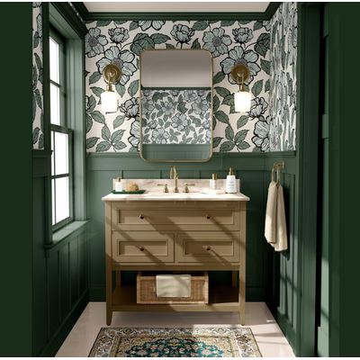 Removível Inspirado na Natureza, Impermeável, Estampa Floral, Rolo Vinílico Autoadesivo para Parede, Armário/Cômoda, DIY, Verde - S4sassy 63,5 cm (L) × 304,8 cm (C) / Verde - Vinil Liso