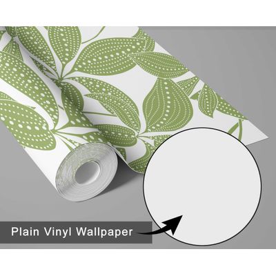 Papel de Parede Vinílico Autoadesivo Folhas Pontilhadas À Prova D'Água - Verde, Removível para Quartos, Inquilinos e Armários - S4Sassy 63,5 cm (L) × 304,8 cm (C) / Verde - Vinil Liso