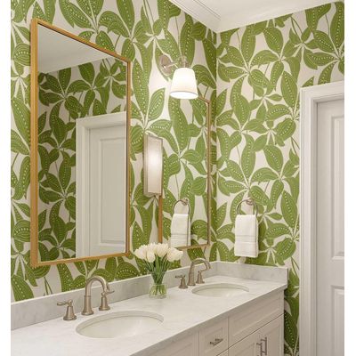 Papel de Parede Vinílico Autoadesivo Folhas Pontilhadas À Prova D'Água - Verde, Removível para Quartos, Inquilinos e Armários - S4Sassy 63,5 cm (L) × 304,8 cm (C) / Verde - Vinil Liso