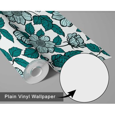 Papel Contact Vinílico Autoadesivo Impermeável Removível, Estampa Floral Inspirada na Natureza para Parede, Armário e Cômoda Verde - S4sassy 63,5 cm (L) × 304,8 cm (C) / Verde - Vinil Texturizado