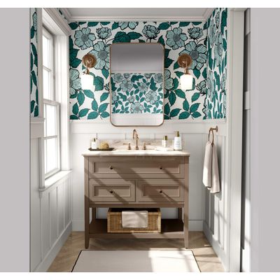 Papel Contact Vinílico Autoadesivo Impermeável Removível, Estampa Floral Inspirada na Natureza para Parede, Armário e Cômoda Verde - S4sassy 63,5 cm (L) × 304,8 cm (C) / Verde - Vinil Texturizado