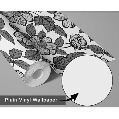Adesivo de Parede Removível Inspirado na Natureza, Impermeável, Estampa Floral para Paredes/Armário/Cômoda, Cinza - S4sassy 63,5 cm (L) × 304,8 cm (C) / Cinza - Vinil Liso