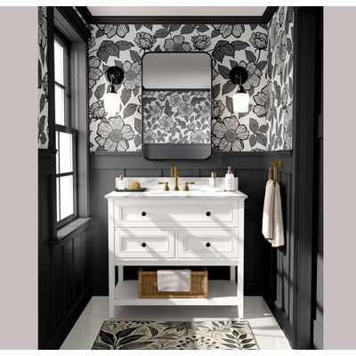 Adesivo de Parede Removível Inspirado na Natureza, Impermeável, Estampa Floral para Paredes/Armário/Cômoda, Cinza - S4sassy 63,5 cm (L) × 304,8 cm (C) / Cinza - Vinil Liso