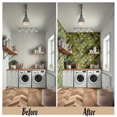 Revestimento Removível Impermeável Motivo Natural Bloom & Black Bird, Contact Autoadesivo para Paredes/Armários/Cômoda, Verde - S4sassy 63,5 cm (L) × 914,4 cm (C) / Verde - Vinil Liso