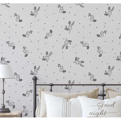 Papel de Parede Vinílico Adesivo, Mini Motivo Floral, Impermeável, Removível, Cinza, Estilo Asiático, Quartos, Salas, Armários - S4Sassy 63,5 cm (L) × 304,8 cm (C) / Cinza - Vinil Liso