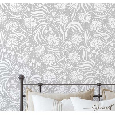 Papel de Parede Dente-de-Leão Desenhado à Mão Cinza Vinílico Autoadesivo Fácil DIY para Quarto Fazenda, Armários e Salas - S4Sassy 63,5 cm (L) × 304,8 cm (C) / Cinza - Vinil Liso