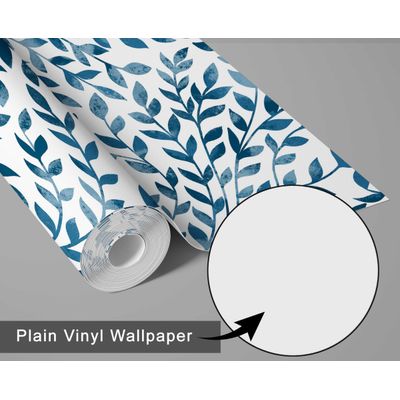 Rolo Vinílico Autoadesivo Removível, Motivo Natural, Impermeável, Estampa Botânica Vermelha e Cinza para Paredes e Armários Azul - S4sassy 63,5 cm (L) × 304,8 cm (C) / Azul - Vinil Liso