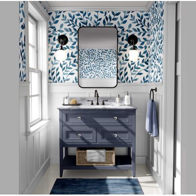 Rolo Vinílico Autoadesivo Removível, Motivo Natural, Impermeável, Estampa Botânica Vermelha e Cinza para Paredes e Armários Azul - S4sassy 63,5 cm (L) × 304,8 cm (C) / Azul - Vinil Liso