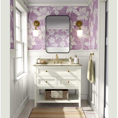 Papel Contact Vinílico Autoadesivo Removível e Impermeável, Estampa Lily Bloom para Paredes, Armários e Cômoda Roxo - S4sassy 63,5 cm (L) × 304,8 cm (C) / Roxo - Vinil Liso