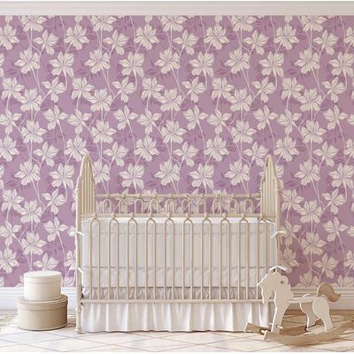 Papel Contact Vinílico Autoadesivo Removível e Impermeável, Estampa Lily Bloom para Paredes, Armários e Cômoda Roxo - S4sassy 63,5 cm (L) × 304,8 cm (C) / Roxo - Vinil Liso