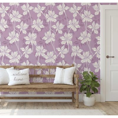 Papel Contact Vinílico Autoadesivo Removível e Impermeável, Estampa Lily Bloom para Paredes, Armários e Cômoda Roxo - S4sassy 63,5 cm (L) × 304,8 cm (C) / Roxo - Vinil Liso