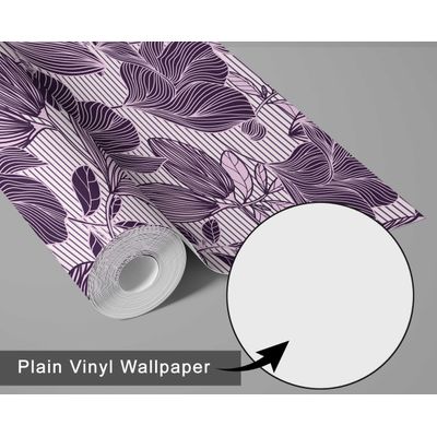 Papel Contact Vinílico Autoadesivo Removível à Prova d'Água, Estampa Listrada Botânica para Paredes, Armários e Cômoda, Roxo - S4sassy 63,5 cm (L) × 304,8 cm (C) / Roxo - Vinil Liso