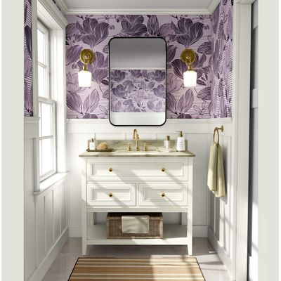 Papel Contact Vinílico Autoadesivo Removível à Prova d'Água, Estampa Listrada Botânica para Paredes, Armários e Cômoda, Roxo - S4sassy 63,5 cm (L) × 304,8 cm (C) / Roxo - Vinil Liso