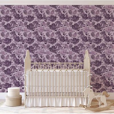 Papel Contact Vinílico Autoadesivo Removível à Prova d'Água, Estampa Listrada Botânica para Paredes, Armários e Cômoda, Roxo - S4sassy 63,5 cm (L) × 304,8 cm (C) / Roxo - Vinil Liso