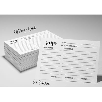 Cartões de Receita 15 x 10 cm Lado Único Clássicos Brancos para Casamento, Chá de Panela e Chá de Bebê Pacote com 50 - Inkdotpot 15,24 Cm × 10,16 Cm / Branco