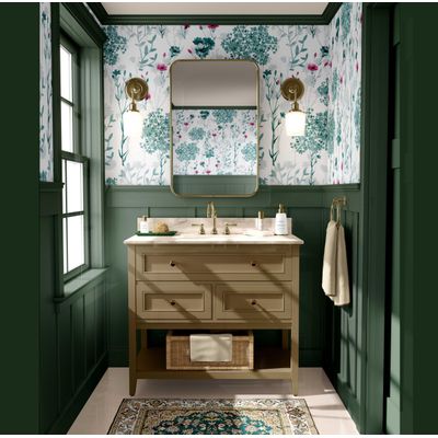 Adesivo Vinílico Autoadesivo Removível à Prova d'Água, Estampa de Folhas Verdes para Paredes, Armários e Cômoda - S4sassy 63,5 cm (L) × 304,8 cm (C) / Verde - Vinil Liso