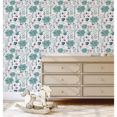 Adesivo Vinílico Autoadesivo Removível à Prova d'Água, Estampa de Folhas Verdes para Paredes, Armários e Cômoda - S4sassy 63,5 cm (L) × 609,6 cm (C) / Verde - Vinil Liso