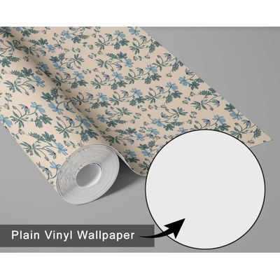 Rolo de Papel Vinílico Autoadesivo Removível, Estilo Natureza, Impermeável, Estampa Floral Blockprint para Armários/Cômoda - Verde - S4sassy 63,5 cm (L) × 304,8 cm (C) / Verde - Vinil Liso