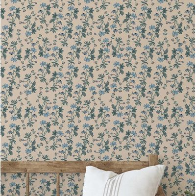 Rolo de Papel Vinílico Autoadesivo Removível, Estilo Natureza, Impermeável, Estampa Floral Blockprint para Armários/Cômoda - Verde - S4sassy 63,5 cm (L) × 304,8 cm (C) / Verde - Vinil Liso