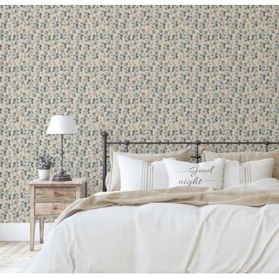Rolo de Papel Vinílico Autoadesivo Removível, Estilo Natureza, Impermeável, Estampa Floral Blockprint para Armários/Cômoda - Verde - S4sassy 63,5 cm (L) × 304,8 cm (C) / Verde - Vinil Liso