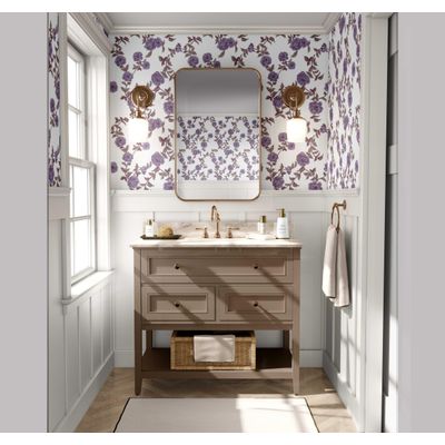 Papel de Parede Vinílico Autoadesivo Removível, à prova d'água, Estampa Midnight Blossom para Paredes, Armários e Cômoda, Roxo - S4Sassy 63,5 cm (L) × 304,8 cm (C) / Roxo - Vinil Liso