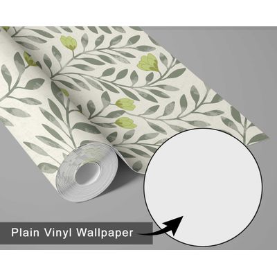 Papel Contact Vinílico Autoadesivo Removível, Impermeável, Tema Natureza, Folhas Verdes para Paredes, Armários e Cômoda - S4sassy 63,5 cm (L) × 609,6 cm (C) / Verde - Vinil Liso