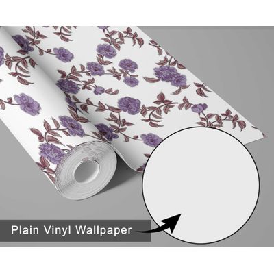Papel de Parede Vinílico Autoadesivo Removível, à prova d'água, Estampa Midnight Blossom para Paredes, Armários e Cômoda, Roxo - S4Sassy 63,5 cm (L) × 914,4 cm (C) / Roxo - Vinil Liso