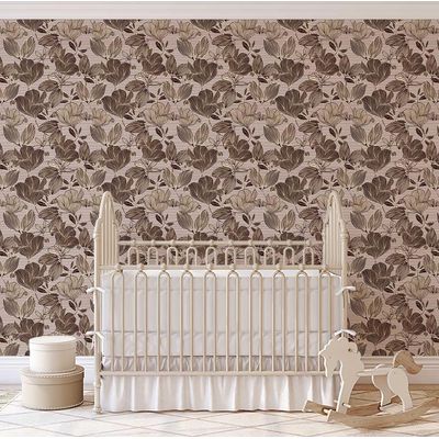 Papel Contact Vinílico Autoadesivo Removível, Impermeável, Tema Natural Listrado Botânico para Paredes, Armários e Cômoda, Marrom - S4sassy 63,5 cm (L) × 609,6 cm (C) / Marrom - Vinil Liso