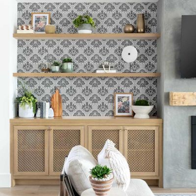 Papel de Parede Motivo de Árvore Vintage Cinza, Vinil Autoadesivo, Aplicação Fácil Faça Você Mesmo para Quarto, Sala, Armários - S4Sassy 63,5 cm (L) × 304,8 cm (C) / Cinza - Vinil Liso