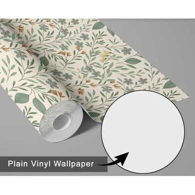Papel de Parede Vinílico Autocolante Bege, Folhas e Trepadeiras, Impermeável, Removível para Salas, Locatários e Armários - S4Sassy 63,5 cm (L) × 304,8 cm (C) / Bege - Vinil Liso