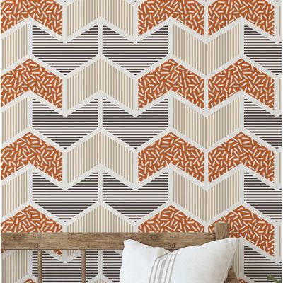 Papel de Parede Autoadesivo Marrom Estampa Geométrica e Listrada, Vinil Removível para Parede de Entrada, Faça Você Mesmo - S4sassy 63,5 cm (L) × 304,8 cm (C) / Marrom - Vinil Liso