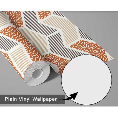 Papel de Parede Autoadesivo Marrom Estampa Geométrica e Listrada, Vinil Removível para Parede de Entrada, Faça Você Mesmo - S4sassy 63,5 cm (L) × 304,8 cm (C) / Marrom - Vinil Liso