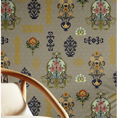Papel de Parede Vinílico Autoadesivo Motivo Vaso Vintage Verde - Aplicação Fácil para Quarto Estilo Fazenda, Armários e Ambientes - S4Sassy 63,5 cm (L) × 304,8 cm (C) / Verde - Vinil Liso