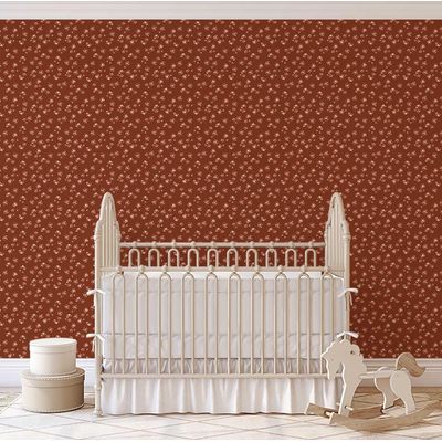 Rolo Vinílico Autoadesivo Removível Estampa Flores do Prado Inspirado na Natureza para Paredes, Armários e Cômoda - Marrom - S4sassy 63,5 cm (L) × 304,8 cm (C) / Marrom - Vinil Liso