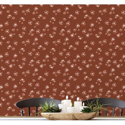 Rolo Vinílico Autoadesivo Removível Estampa Flores do Prado Inspirado na Natureza para Paredes, Armários e Cômoda - Marrom - S4sassy 63,5 cm (L) × 304,8 cm (C) / Marrom - Vinil Liso