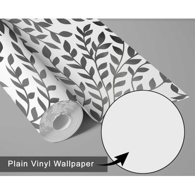 Vinil Autoadesivo em Rolo Removível Impermeável Inspirado na Natureza, Estampa Botânica Vermelho/Cinza para Paredes e Armários - S4sassy 63,5 cm (L) × 304,8 cm (C) / Cinza - Vinil Liso