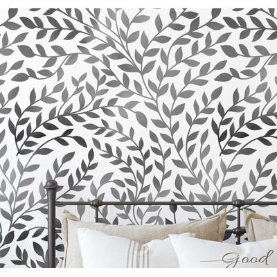 Vinil Autoadesivo em Rolo Removível Impermeável Inspirado na Natureza, Estampa Botânica Vermelho/Cinza para Paredes e Armários - S4sassy 63,5 cm (L) × 304,8 cm (C) / Cinza - Vinil Liso