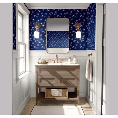 Papel Contact Removível à Prova d'Água, Estampa Flores do Prado para Paredes/Armários/Cômoda, Vinílico Autoadesivo, Azul - S4sassy 63,5 cm (L) × 304,8 cm (C) / Azul - Vinil Liso