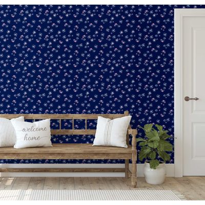 Papel Contact Removível à Prova d'Água, Estampa Flores do Prado para Paredes/Armários/Cômoda, Vinílico Autoadesivo, Azul - S4sassy 63,5 cm (L) × 304,8 cm (C) / Azul - Vinil Liso