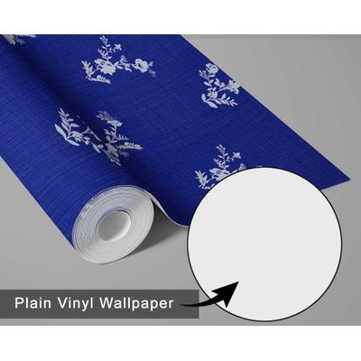 Rolo Vinílico Autoadesivo Azul Removível, Tema Natureza, Impermeável, Estampa Mini Buquê para Paredes, Armários e Cômoda - S4sassy 63,5 cm (L) × 304,8 cm (C) / Azul - Vinil Liso