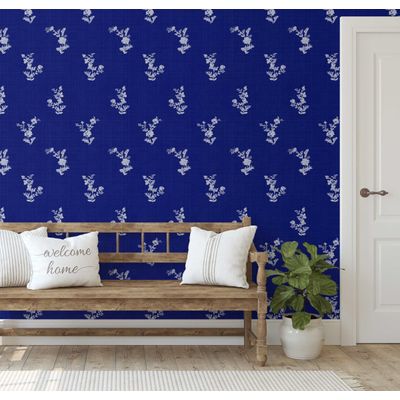 Rolo Vinílico Autoadesivo Azul Removível, Tema Natureza, Impermeável, Estampa Mini Buquê para Paredes, Armários e Cômoda - S4sassy 63,5 cm (L) × 304,8 cm (C) / Azul - Vinil Liso