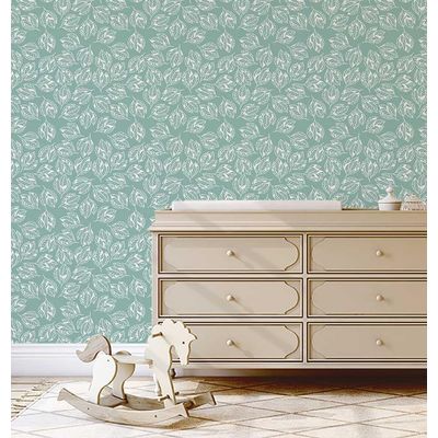 Rolo Vinílico Autoadesivo Removível Impermeável, Estampa de Folha Verde Inspirada na Natureza para Paredes, Cômoda e Armários - S4sassy 63,5 cm (L) × 304,8 cm (C) / Verde - Vinil Liso