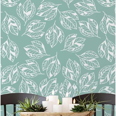 Rolo Vinílico Autoadesivo Removível Impermeável, Estampa de Folha Verde Inspirada na Natureza para Paredes, Cômoda e Armários - S4sassy 63,5 cm (L) × 304,8 cm (C) / Verde - Vinil Liso