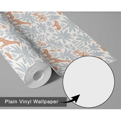Papel de Parede Animais da Selva, Cinza, Vinil Autoadesivo, Revestimento Faça Você Mesmo para Quarto Infantil e Sala de Brincar - S4Sassy 63,5 cm (L) × 304,8 cm (C) / Cinza - Vinil Liso