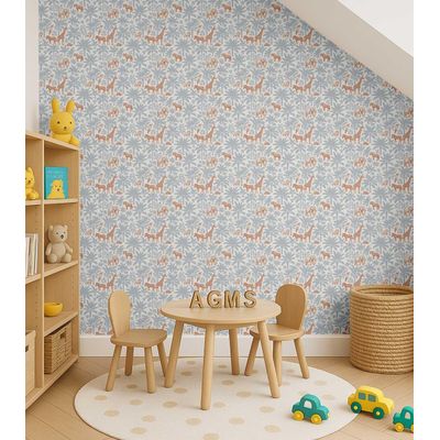 Papel de Parede Animais da Selva, Cinza, Vinil Autoadesivo, Revestimento Faça Você Mesmo para Quarto Infantil e Sala de Brincar - S4Sassy 63,5 cm (L) × 304,8 cm (C) / Cinza - Vinil Liso