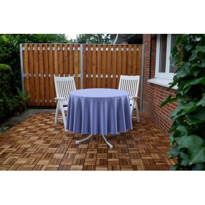 Toalha de Mesa Redonda 147 cm Interna/Externa com Furo para Guarda-Sol, Impermeável, Primavera/Verão, Quintal/Churrasco - Roxa - Vargottam 147,32 Cm × 147,32 Cm / Roxo
