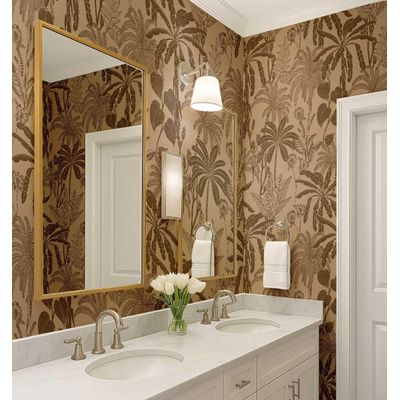 Papel de Parede Vinílico Autocolante Removível Botânico Selva À Prova D'Água Bege para Quartos, Espaços Alugados e Armários - S4Sassy 63,5 cm (L) × 914,4 cm (C) / Bege - Vinil Liso